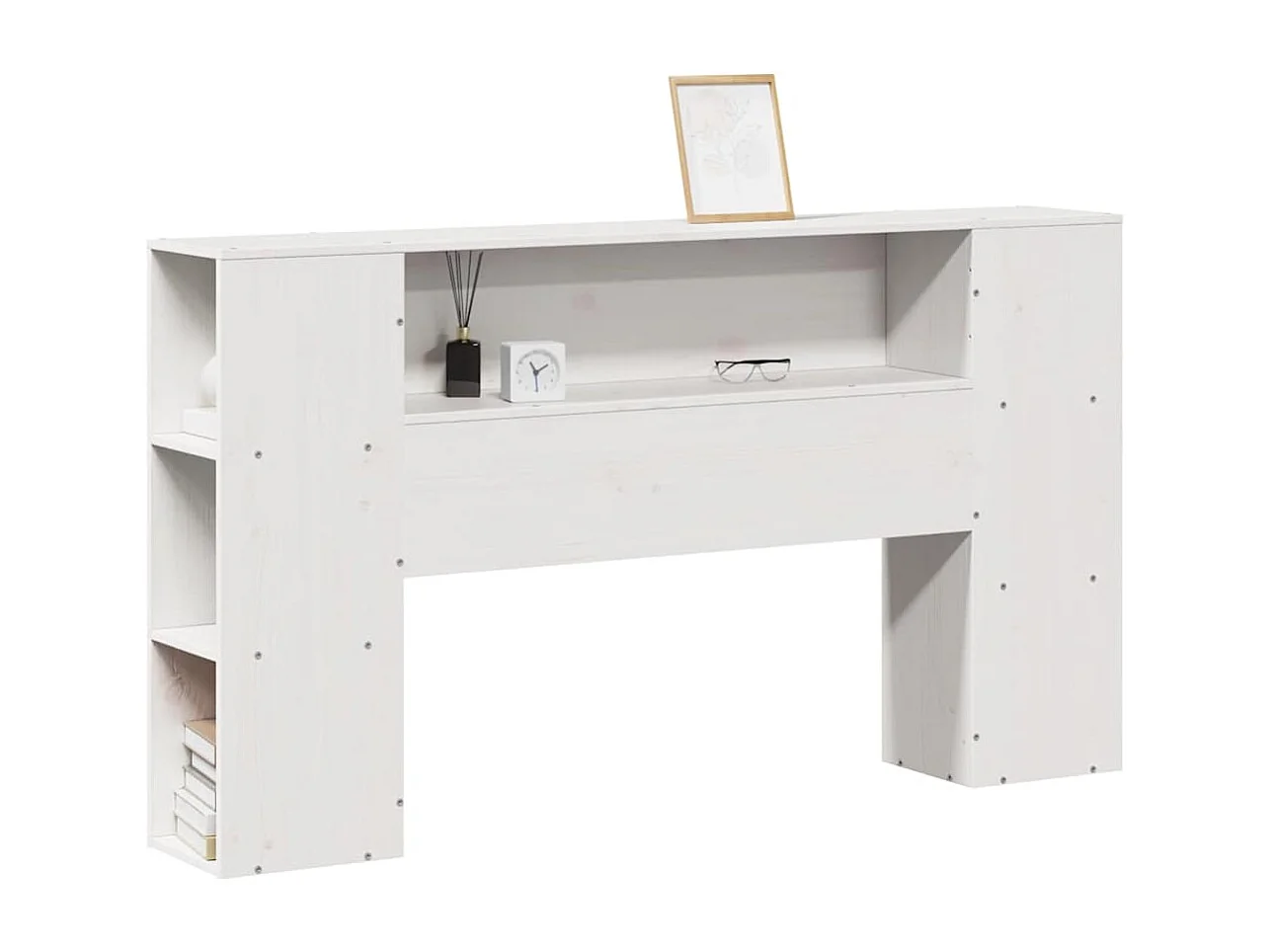 Hoofdbord met opbergruimte 150 cm massief grenenhout wit
