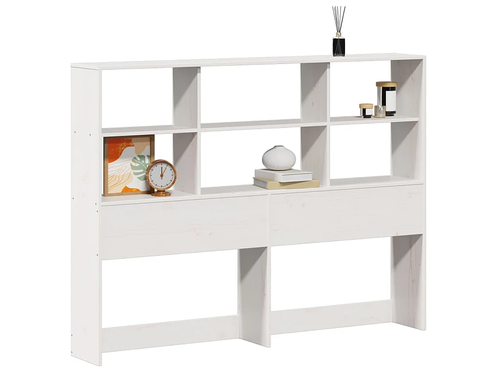 Hoofdbord met opbergruimte 140 cm massief grenenhout wit