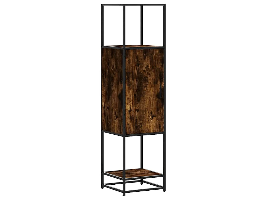 Hoge kast 35,5x35x139 cm bewerkt hout en metaal gerookt eiken
