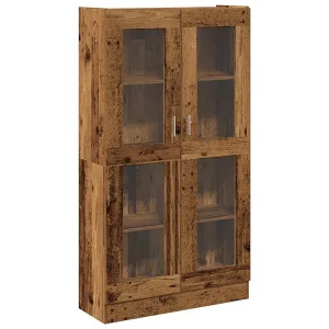 Hoge kast 82,5×30,5×150 cm bewerkt hout oud houtkleurig