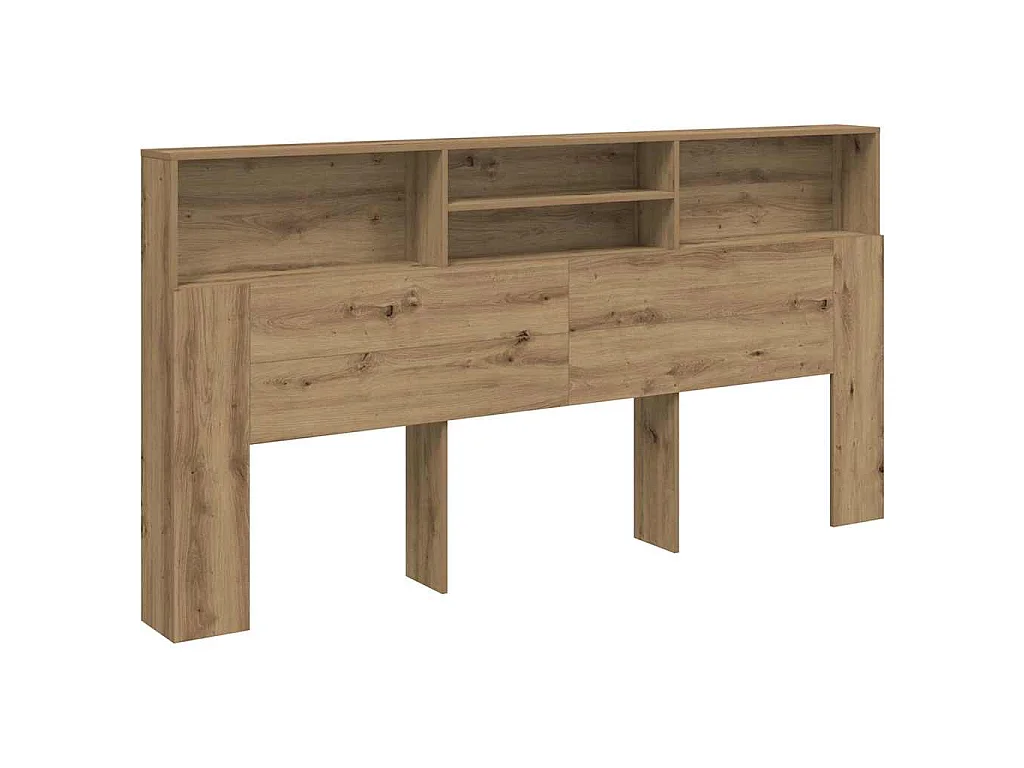 Hoofdbordkast 200x19x103,5 cm bewerkt hout artisanaal eiken