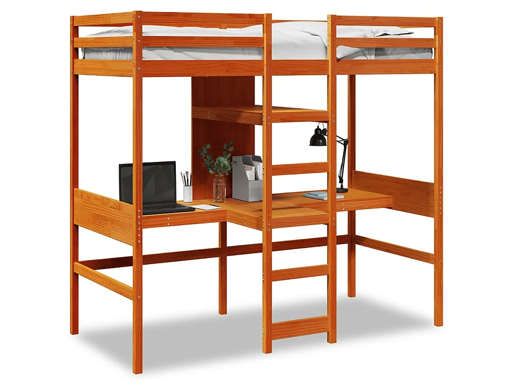 Hoogslaper zonder matras massief grenenhout wasbruin 75x190 cm