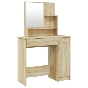 Kaptafel met spiegel 86,5x35x136 cm sonoma eikenkleurig Kaptafel met spiegel 86,5x35x136 cm sonoma eikenkleurig