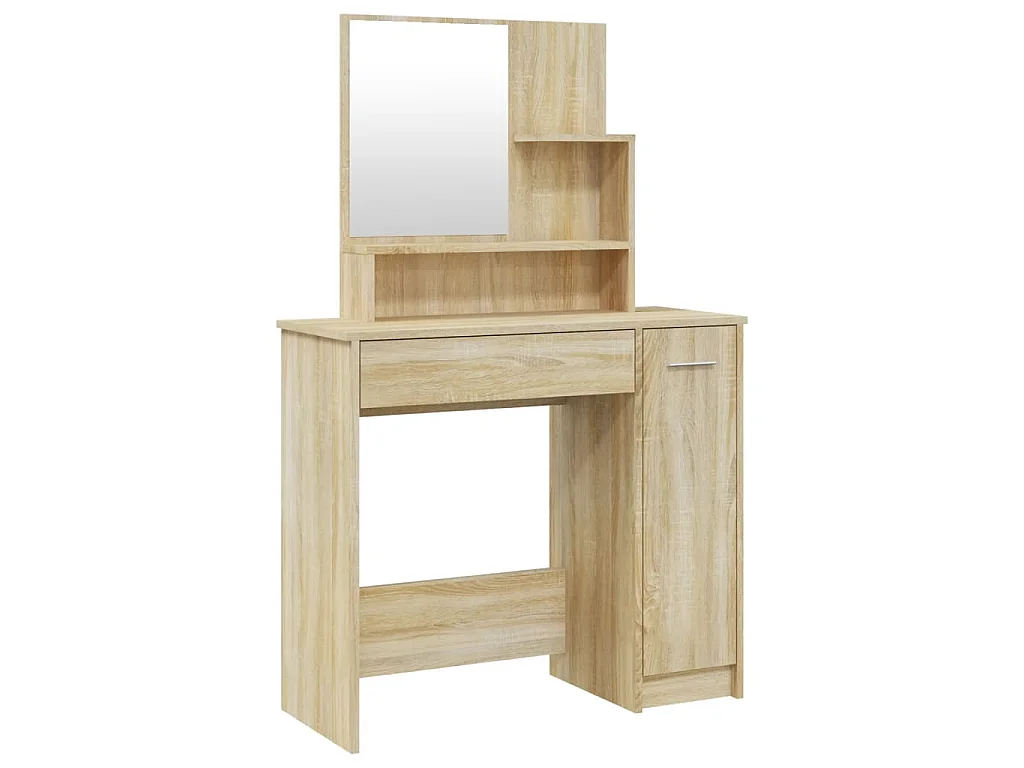 Kaptafel met spiegel 86,5x35x136 cm sonoma eikenkleurig