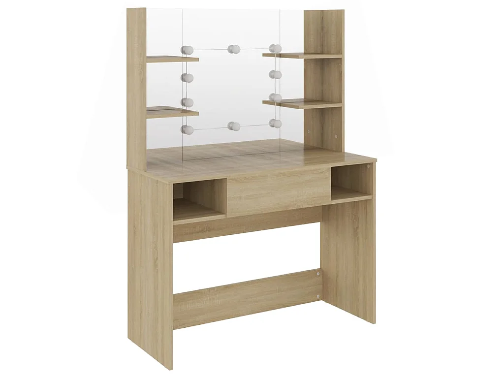 Kaptafel met LED-verlichting 100x40x135 cm MDF eikenkleurig