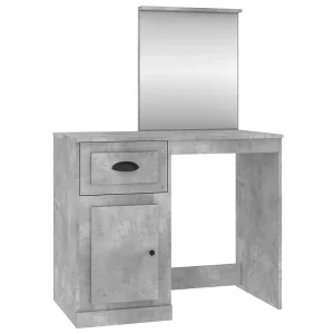 Kaptafel met spiegel 90x50x132,5 cm bewerkt hout betongrijs Kaptafel met spiegel 90x50x132,5 cm bewerkt hout betongrijs