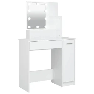 Kaptafel met LED-verlichting 86,5x35x136 cm wit