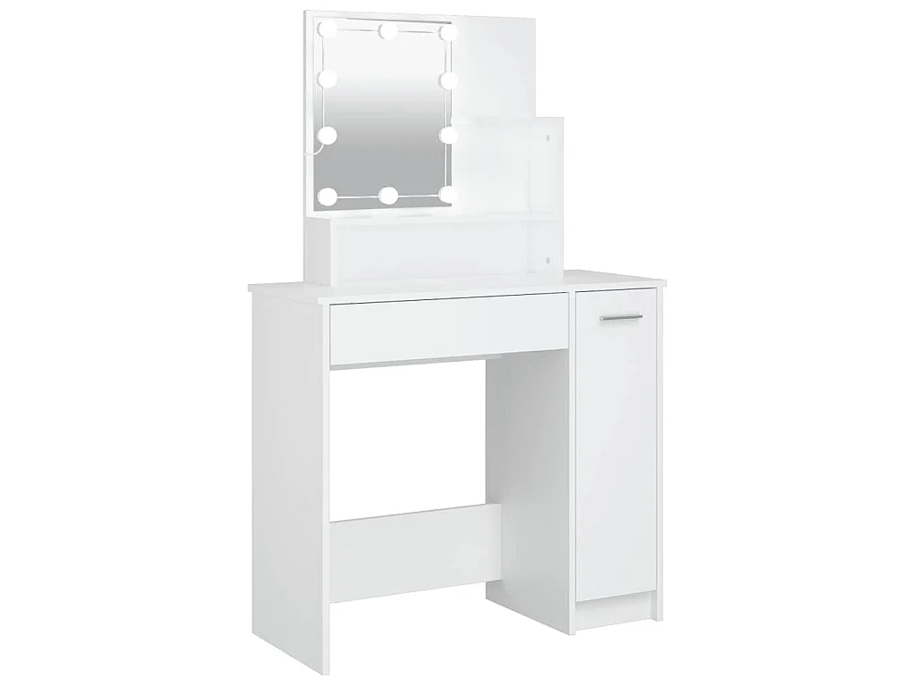 Kaptafel met LED-verlichting 86,5x35x136 cm wit