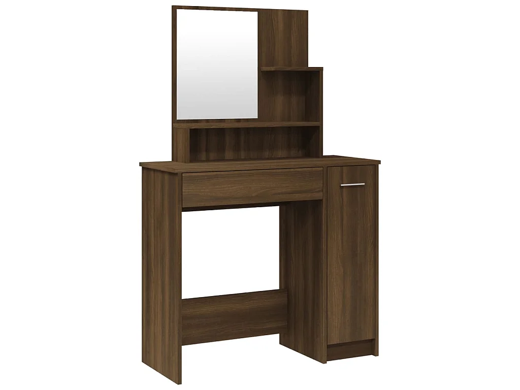 Kaptafel met spiegel 86,5x35x136 cm bruin eikenkleur