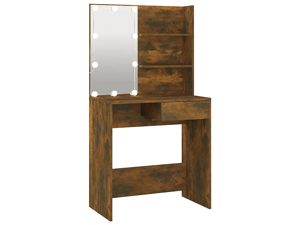 Kaptafel met LED-verlichting 74,5x40x141 cm bruin eikenkleur