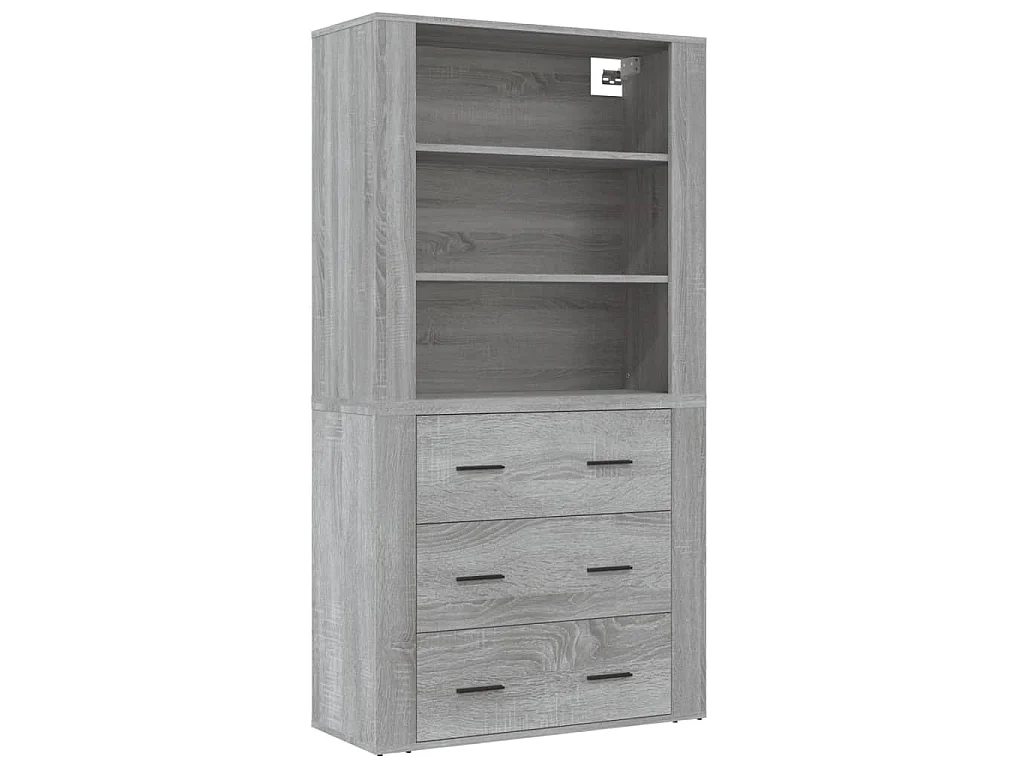 Hoge kast bewerkt hout grijs sonoma eikenkleurig