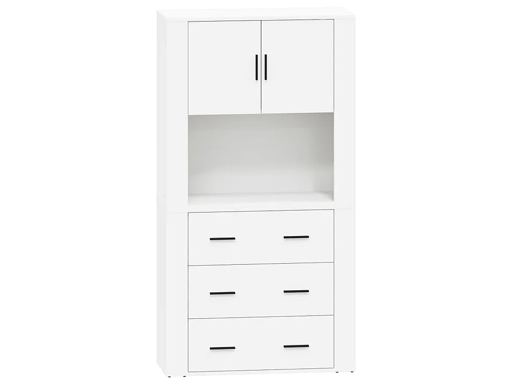 Hoge kast bewerkt hout wit