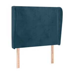 Hoofdbord met randen 93x23x118/128 cm fluweel donkerblauw