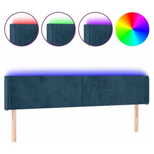 Hoofdbord LED 183x16x78/88 cm fluweel donkerblauw