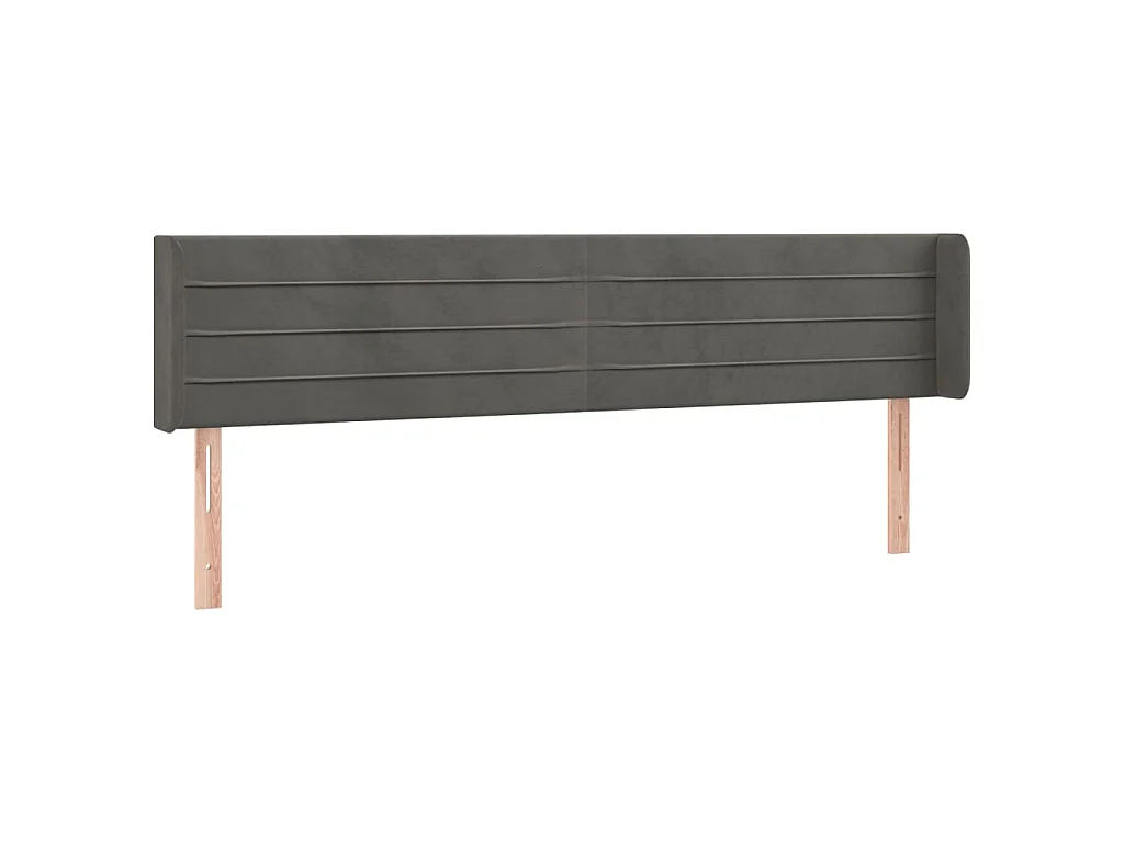 Hoofdbord met randen 203x16x78/88 cm fluweel donkergrijs