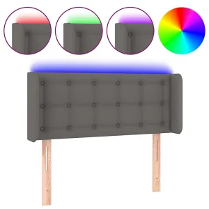 Hoofdbord LED 93x16x78/88 cm kunstleer grijs