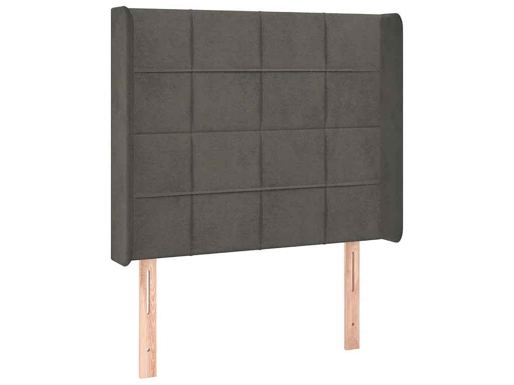 Hoofdbord met randen 103x16x118/128 cm fluweel donkergrijs