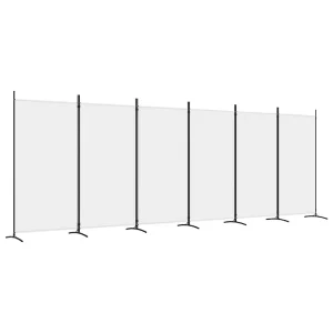 Kamerscherm met 6 panelen 520×180 cm stof wit Kamerscherm met 6 panelen 520×180 cm stof wit