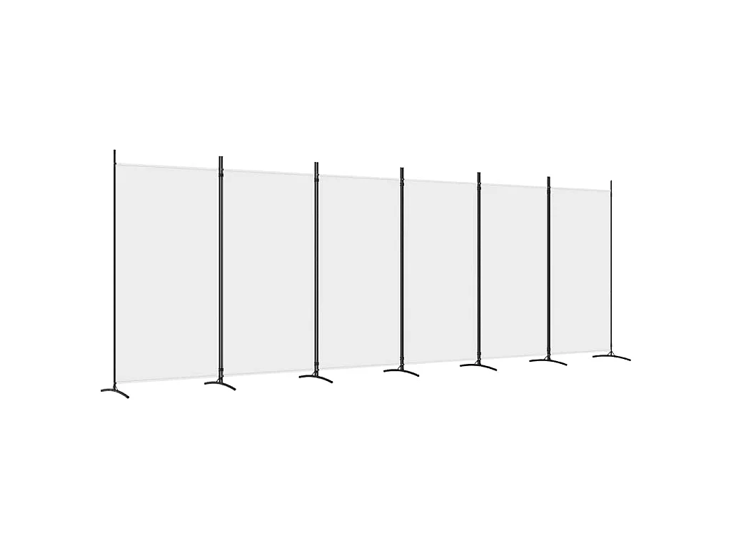 Kamerscherm met 6 panelen 520x180 cm stof wit