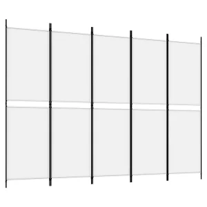 Kamerscherm met 5 panelen 250×180 cm stof wit Kamerscherm met 5 panelen 250×180 cm stof wit
