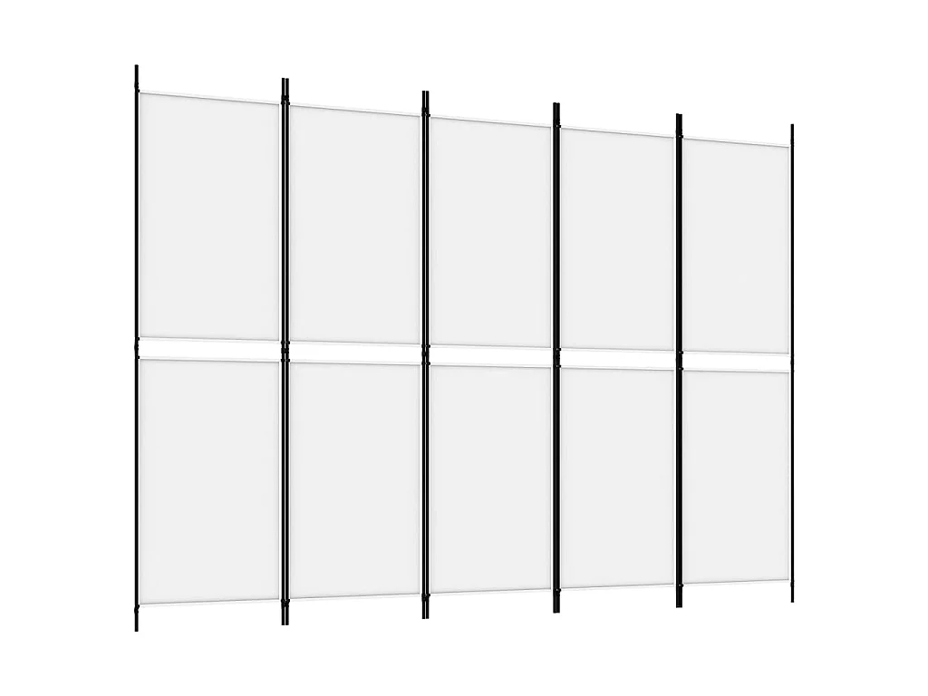 Kamerscherm met 5 panelen 250x180 cm stof wit