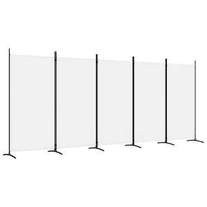 Kamerscherm met 5 panelen 433×180 cm stof wit Kamerscherm met 5 panelen 433×180 cm stof wit