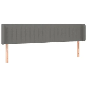 Hoofdbord met randen 203x16x78/88 cm stof donkergrijs Hoofdbord met randen 203x16x78/88 cm stof donkergrijs