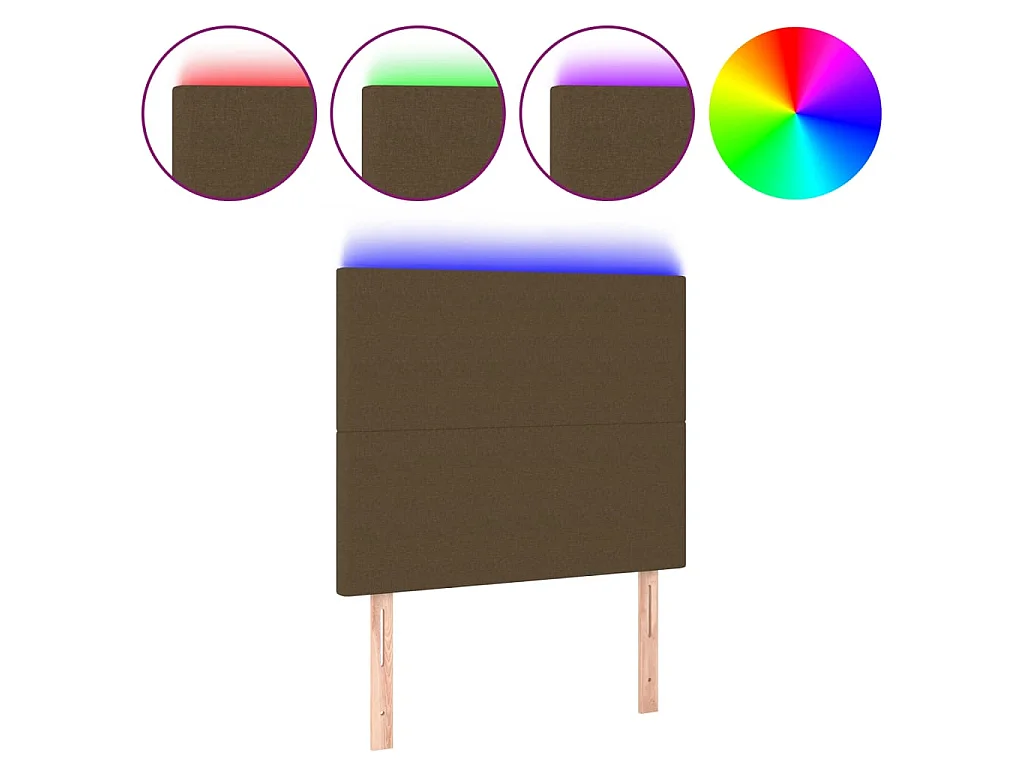 Hoofdbord LED 100x5x118/128 cm stof donkerbruin
