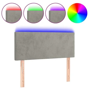 Hoofdbord LED 90x5x78/88 cm fluweel lichtgrijs