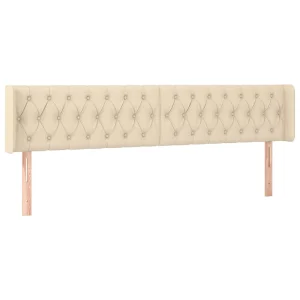 Hoofdbord met randen 203x16x78/88 cm stof crèmekleurig Hoofdbord met randen 203x16x78/88 cm stof crèmekleurig