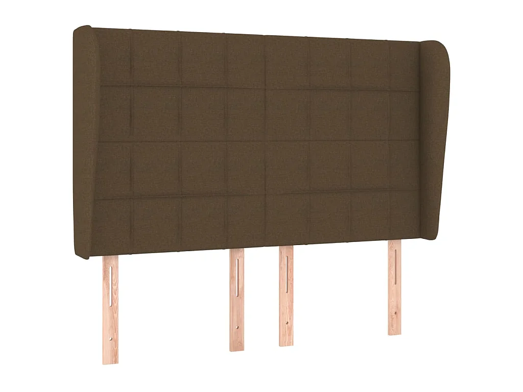 Hoofdbord met randen 147x23x118/128 cm stof donkerbruin