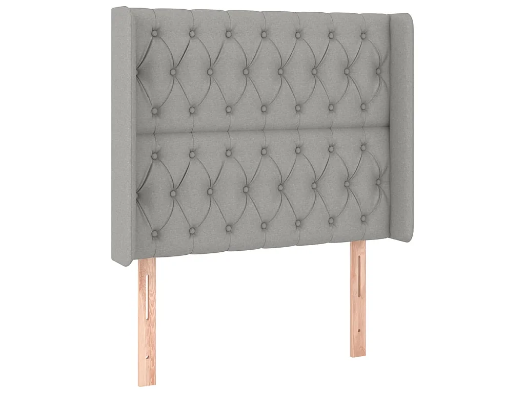 Hoofdbord met randen 103x16x118/128 cm stof lichtgrijs