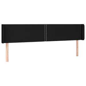 Hoofdbord met randen 203x16x78/88 cm stof zwart