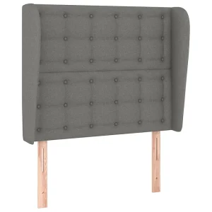 Hoofdbord met randen 103x23x118/128 cm stof donkergrijs