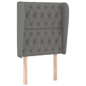 Hoofdbord met randen 83x23x118/128 cm stof donkergrijs Hoofdbord met randen 83x23x118/128 cm stof donkergrijs