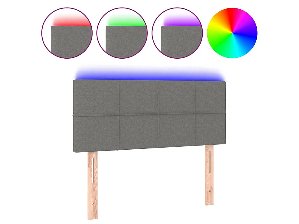 Hoofdbord LED 90x5x78/88 cm stof donkergrijs