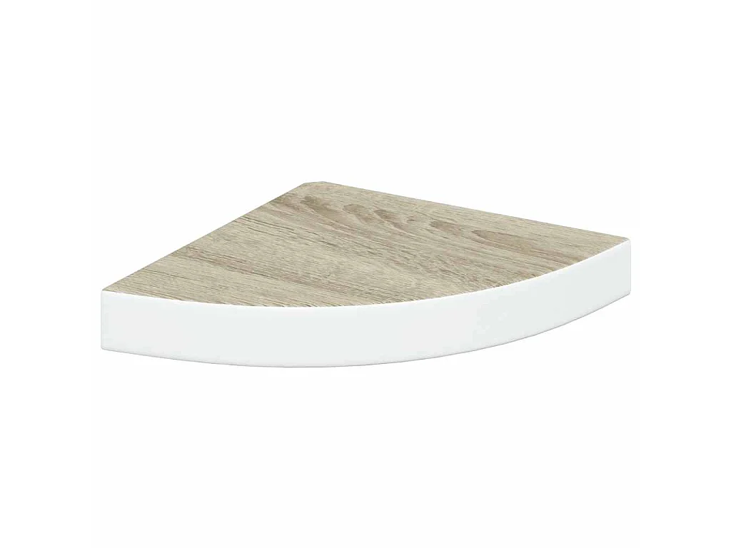 Hoekwandschap 25x25x3,8 cm MDF eikenkleurig en wit