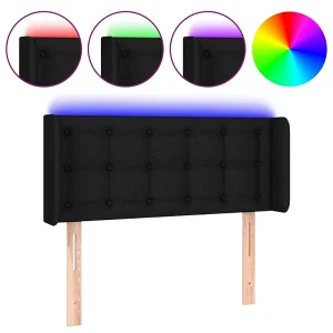 Hoofdbord LED 93x16x78/88 cm stof zwart