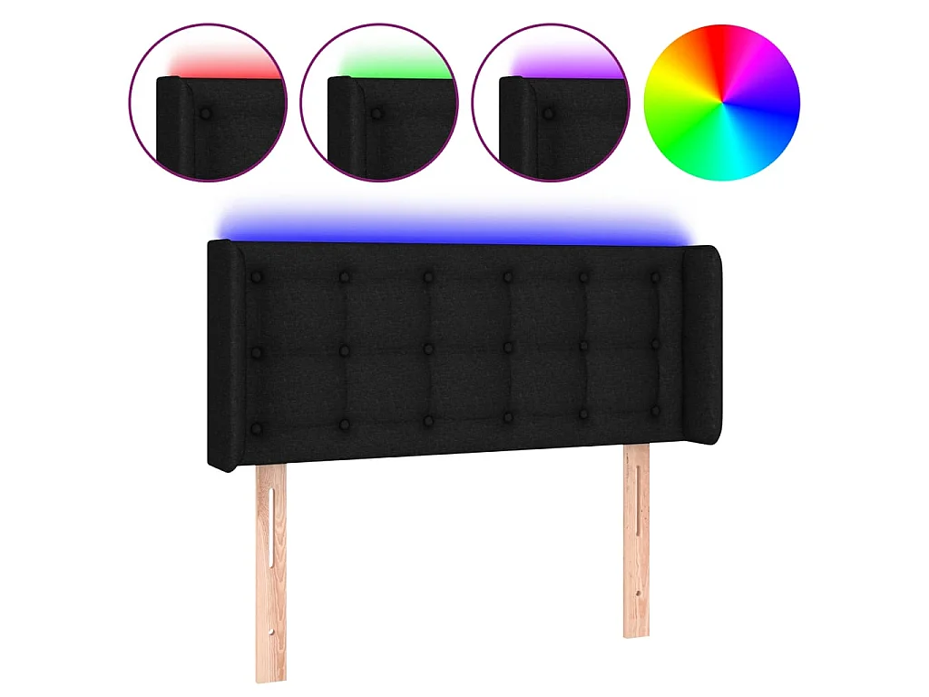 Hoofdbord LED 93x16x78/88 cm stof zwart