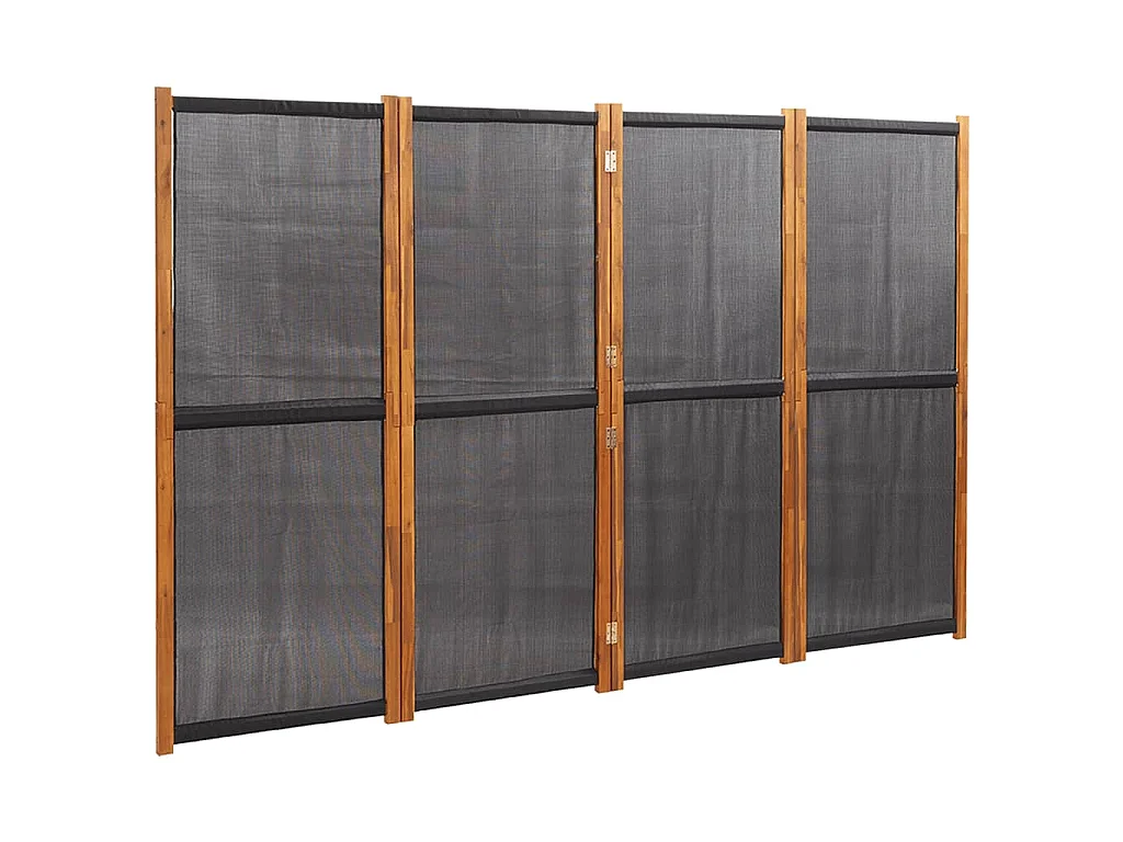 Kamerscherm met 4 panelen 280x180 cm zwart