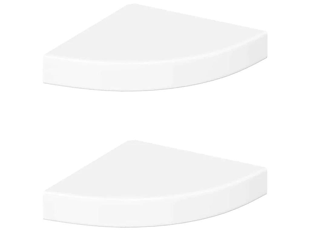 Zwevende hoekplanken 2 st hoogglans wit 25x25x3,8 cm MDF