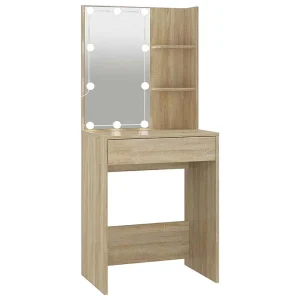 Kaptafel met LED-verlichting 60x40x140 cm sonoma eikenkleurig