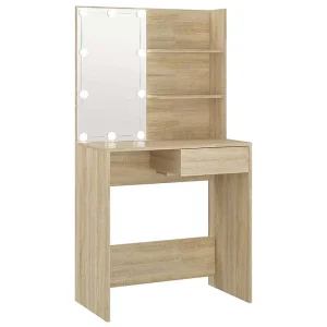 Kaptafel met LED 74,5x40x141 cm bewerkt hout sonoma eikenkleur
