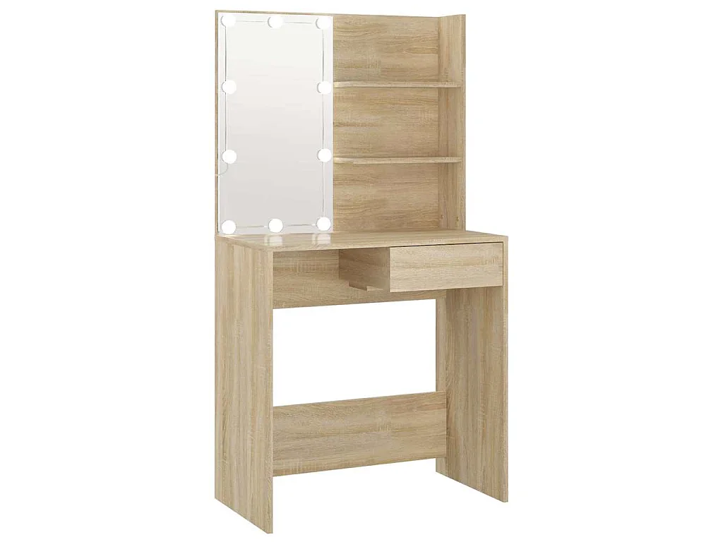 Kaptafel met LED 74,5x40x141 cm bewerkt hout sonoma eikenkleur