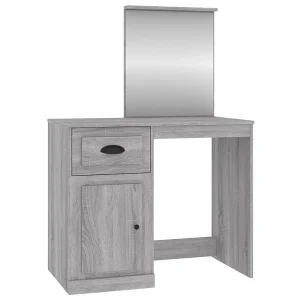 Kaptafel met spiegel 90x50x132,5 cm bewerkt hout grijs sonoma Kaptafel met spiegel 90x50x132,5 cm bewerkt hout grijs sonoma