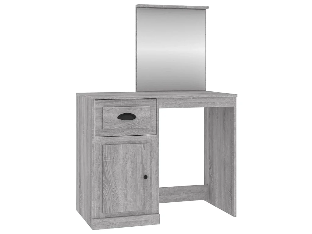 Kaptafel met spiegel 90x50x132,5 cm bewerkt hout grijs sonoma