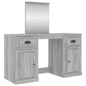 Kaptafel met spiegel 130x50x132,5 cm grijs sonoma eikenkleurig