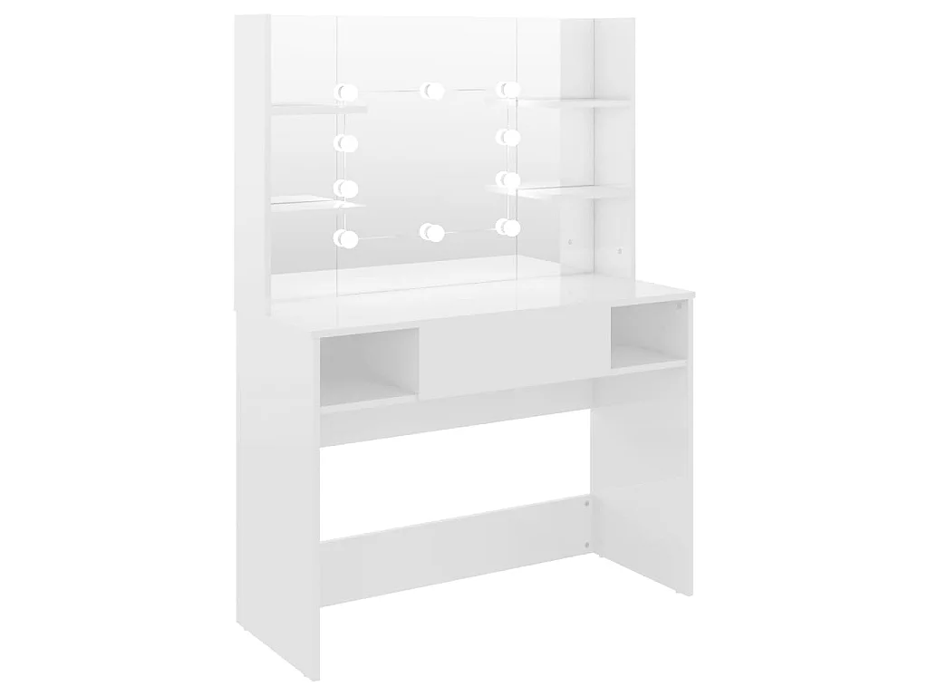 Kaptafel met LED-verlichting 100x40x135 cm MDF glanzend wit