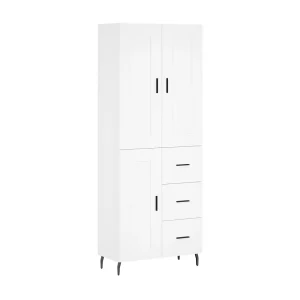 Hoge kast 69,5x34x180 cm bewerkt hout wit