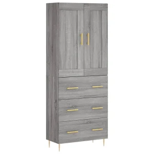 Hoge kast 69,5x34x180 cm bewerkt hout grijs sonoma eikenkleurig Hoge kast 69,5x34x180 cm bewerkt hout grijs sonoma eikenkleurig